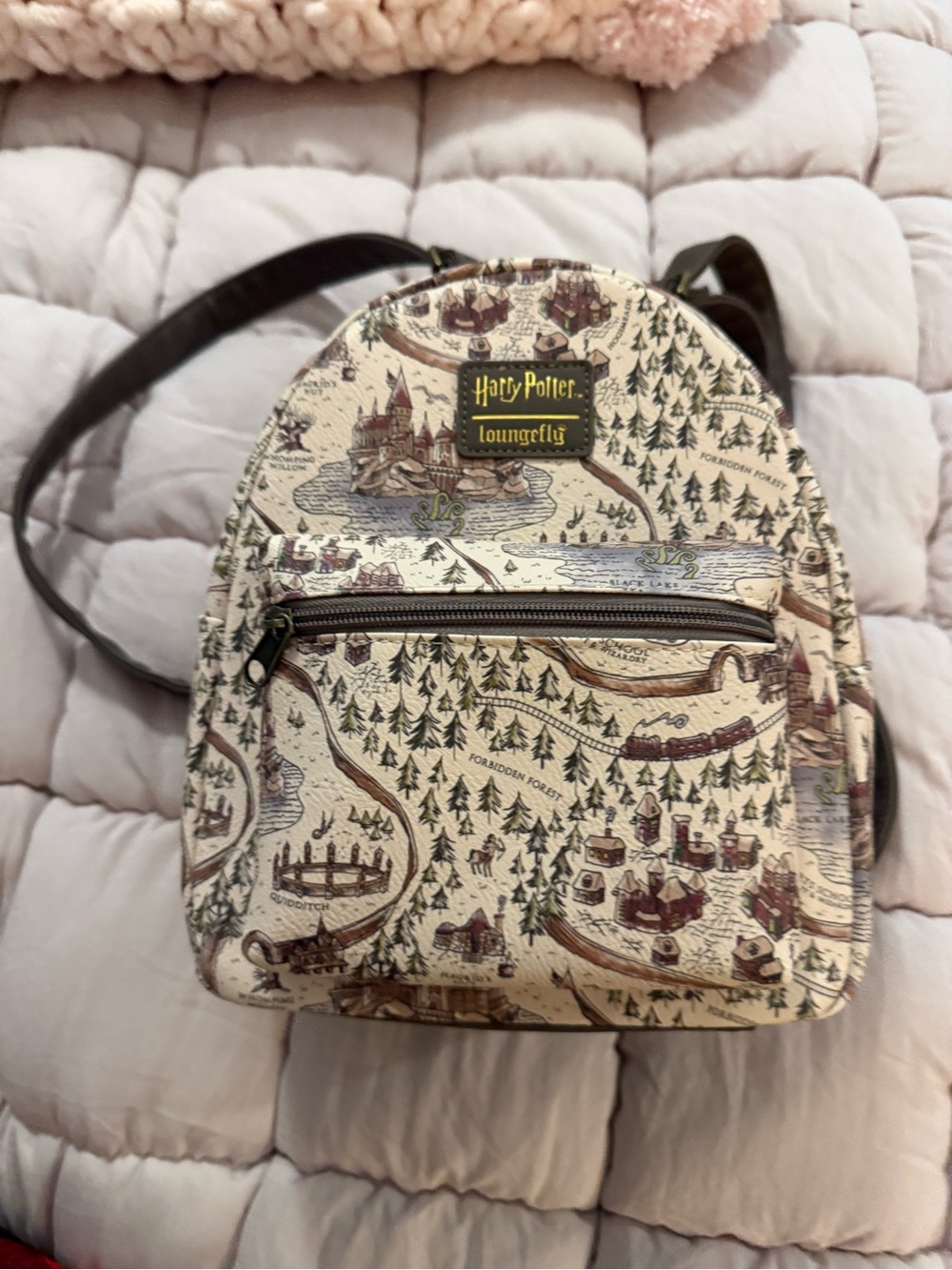 Loungefly Harry Potter Map-Print Mini Backpack in Cream and Brown